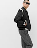 Satin Padded Varsity Bomber Jacket