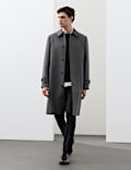Wool Blend Contrast Collar Car Coat
