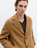 Relaxed Fit Wool Blend Revere Overcoat