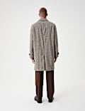 Gepolsterter, langer Mantel aus Wollmischgewebe mit Strukturmuster