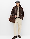 Faux suede shirling jacket