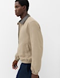 Pure Cotton Contrast Collar Harrington Jacket