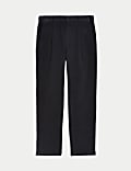 Regular Fit Italian Moleskin Pleated Trousers