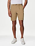 Twin Pleat Stretch Chino Shorts