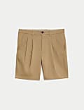 Twin Pleat Stretch Chino Shorts