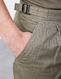 Cotton Linen Blend Single Pleat Shorts