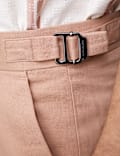 Cotton Linen Blend Single Pleat Shorts