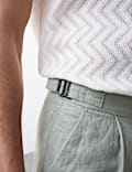Cotton Linen Blend Single Pleat Shorts