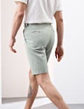 Cotton Linen Blend Single Pleat Shorts