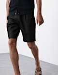 Cotton Linen Blend Single Pleat Shorts
