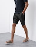 Cotton Linen Blend Single Pleat Shorts