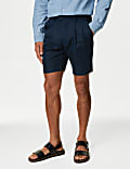 Linen Blend Pleat Front Shorts
