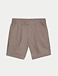 Shorts aus Leinenmischgewebe mit Plisseedetail vorne