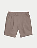 Linen Blend Pleat Front Shorts