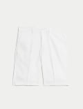 Pantalones cortos chinos de corte estándar en mezcla de lino de algodón