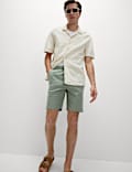 Cotton Linen Blend Elasticated Waist Shorts