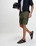 Cotton Linen Blend Elasticated Waist Shorts