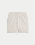 Short en lin mélangé coton à taille élastique