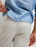 Cotton Linen Blend Elasticated Waist Shorts