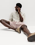 Cotton Linen Blend Stretch Shorts