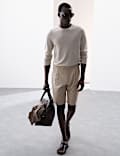 Cotton Blend Textured Stretch Shorts
