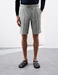 Cotton Blend Textured Stretch Shorts