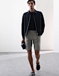 Cotton Blend Textured Stretch Shorts