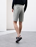 Cotton Blend Textured Stretch Shorts
