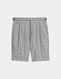 Cotton Blend Textured Stretch Shorts