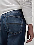 Straight Fit 5 Pocket Crosshatch Stretch Jeans