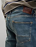 Straight Fit Vintage Wash Stretch Jeans