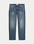 Straight Fit Vintage Wash Stretch Jeans