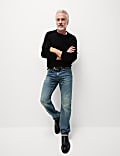 Straight Fit Vintage Wash Belted Jeans