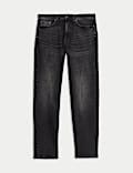 Straight Fit Vintage Wash Crosshatch Jeans