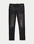 Slim Fit Vintage Wash Crosshatch Jeans