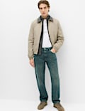 Relaxed Straight Fit Stretch Jeans