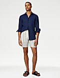 Linen Rich Elasticated Waist Striped Shorts