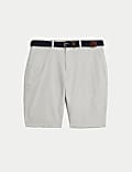 Striped Belted Stretch Chino Shorts