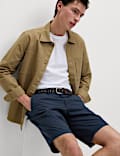 Pure Cotton Checked Belted Chino Shorts