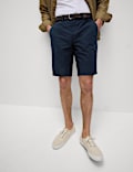 Pure Cotton Checked Belted Chino Shorts