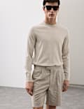 Regular Fit Textured Linen Shorts