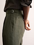 Tapered Fit Linen Blend Trousers