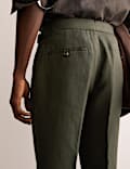 Tapered Fit Linen Blend Trousers
