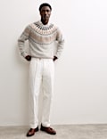 Pantalon coupe fuselée à pli en sergé 100 % coton