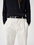 Relaxed Fit Corduroy Pleat Front Trousers