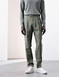 Linen Blend Single Pleat Smart Trousers
