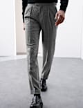 Tapered Fit Single Pleat Trousers with Linen
