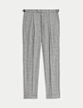 Tapered Fit Single Pleat Trousers with Linen