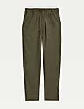 Loose Fit Cotton Linen Blend Elasticated Trousers