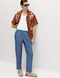 Loose Fit Linen Blend Elasticated Waist Trousers